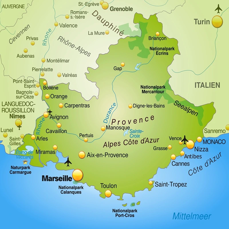 Karte Provence & Cote D' Azur