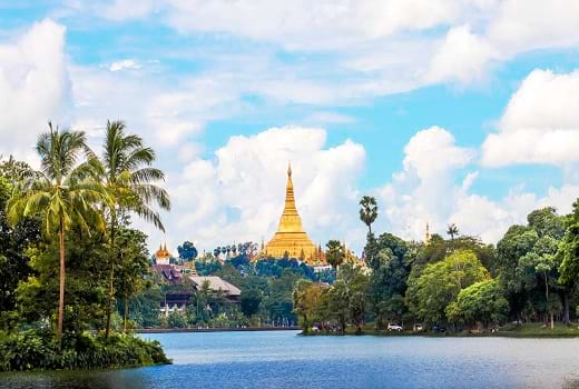 Blick auf Shwedagon Pagode Rangun Myanmar